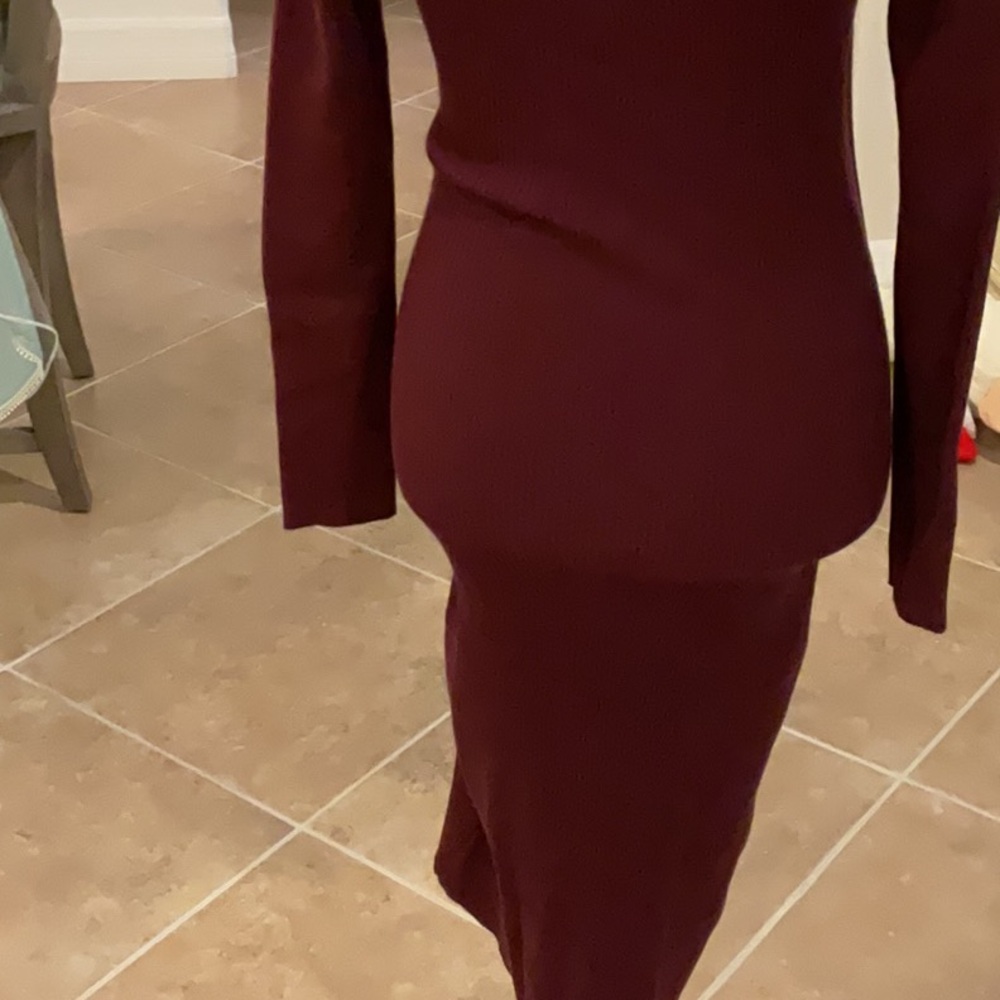 Gilli Wine Colored Ribbed Side Drawstring Dress,S… - image 7